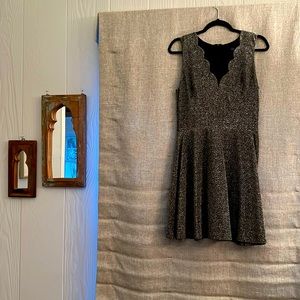 Sparkly and festive, scalloped mini dress with flare skirt! So cute!